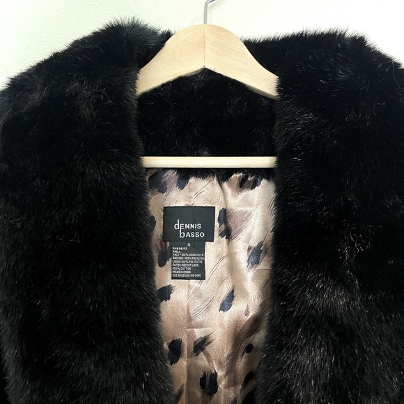 Vintage black Dennis Basso faux fur coat, faux fur jacket, size small - Picture 2 of 6